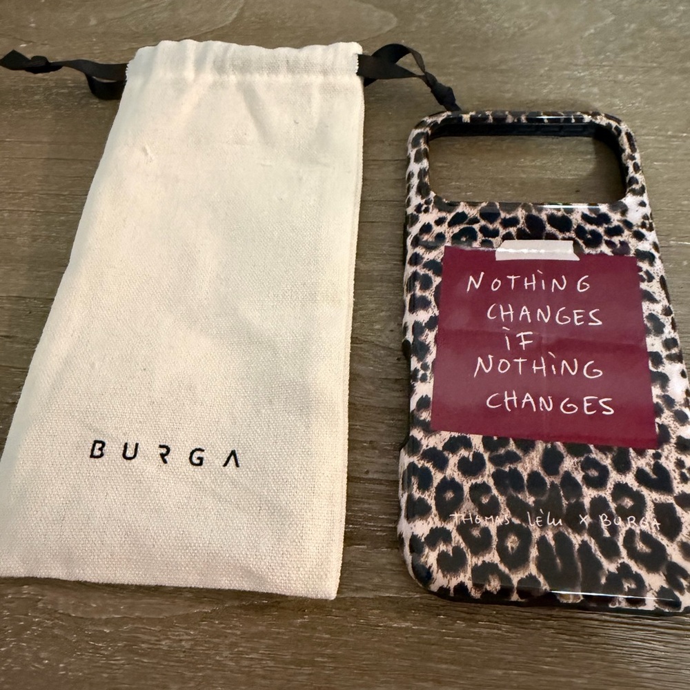Burga Leopard Print Phone Case with Maroon Quote Panel